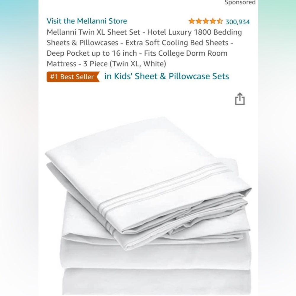 Twin xl sheet set